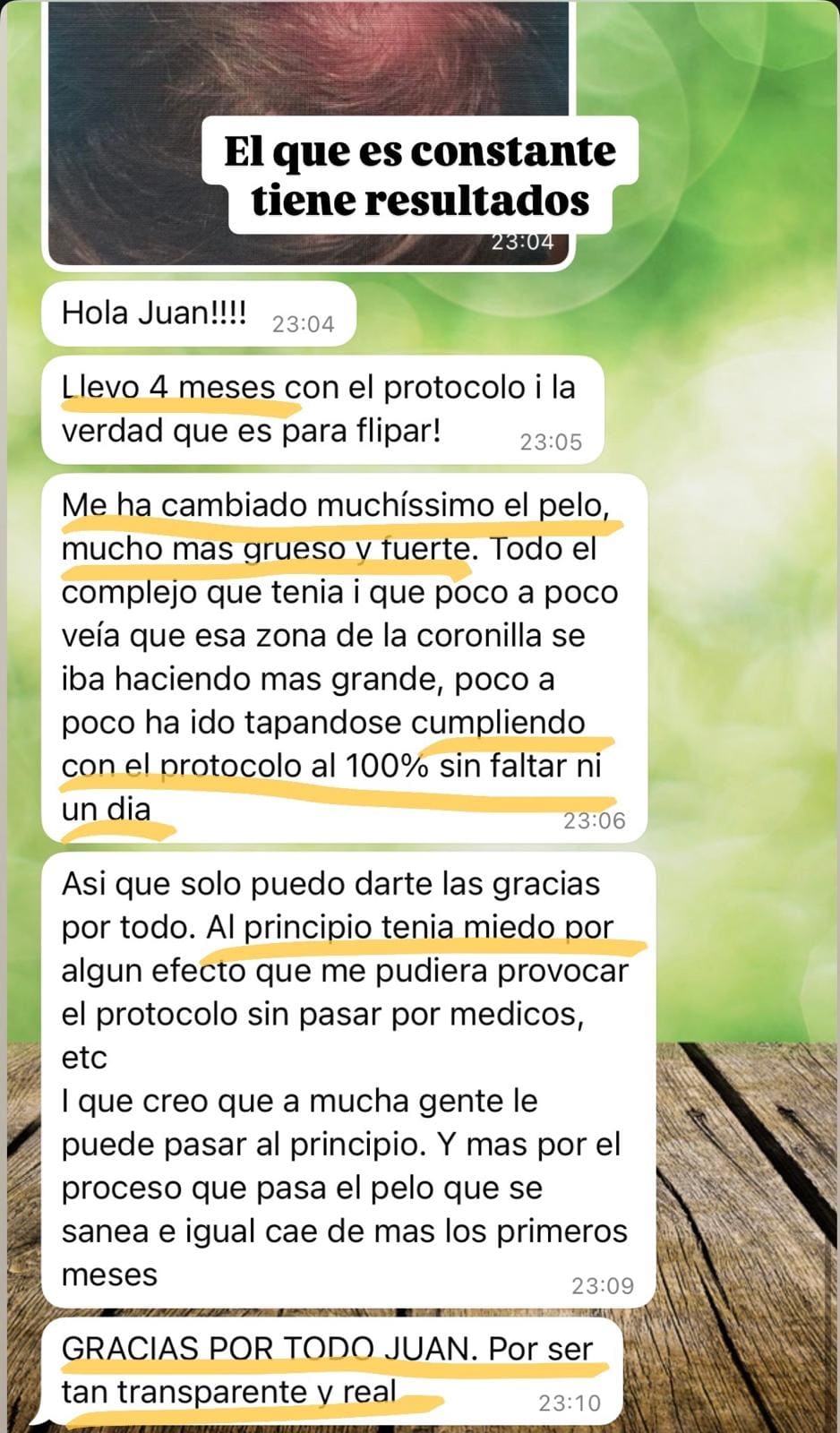 Mensaje real de Alumno del protocolo